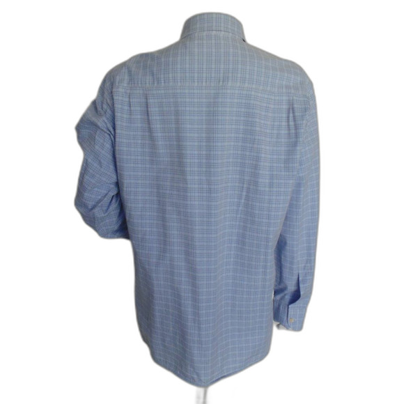 ERMENEGILDO ZEGNA Shirt, XL, Blue, Tattersall plaid, Button down Collar, LS - Picture 5 of 14